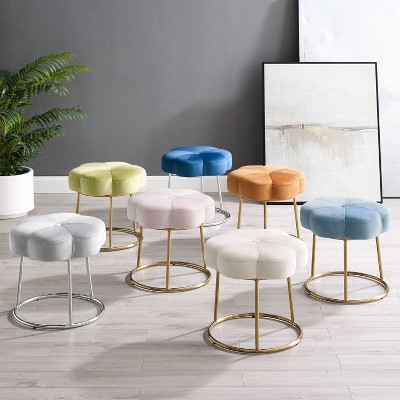 Seraphina Gold Plated Base Light Green Velvet Vanity Stool