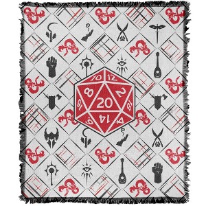 Dungeons & Dragons D20 Pattern Blanket 50"x60" Woven Tapestry - 1 of 4