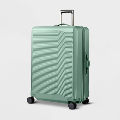 Signature Hardside Large Checked Spinner Suitcase Matte Green - Open Story™