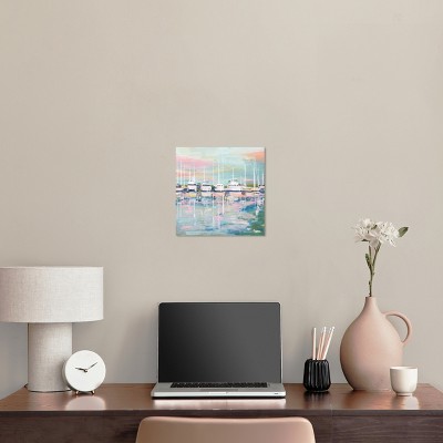 Coastal Dock Sailing Boats Canvas Wall Art, 12" x 12"