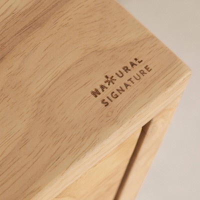 Scandinavian Natural Wood Buffet with Wine Glass & Bottle Storage