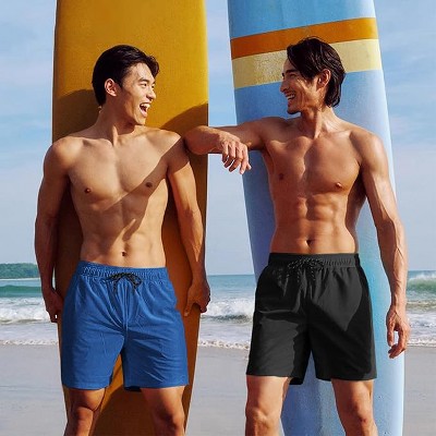 COOFANDY Men Swim Trunk with Compression Liner 2 in 1 Swimwear Bathing Suit Quick Dry Board Short White S — фото 2