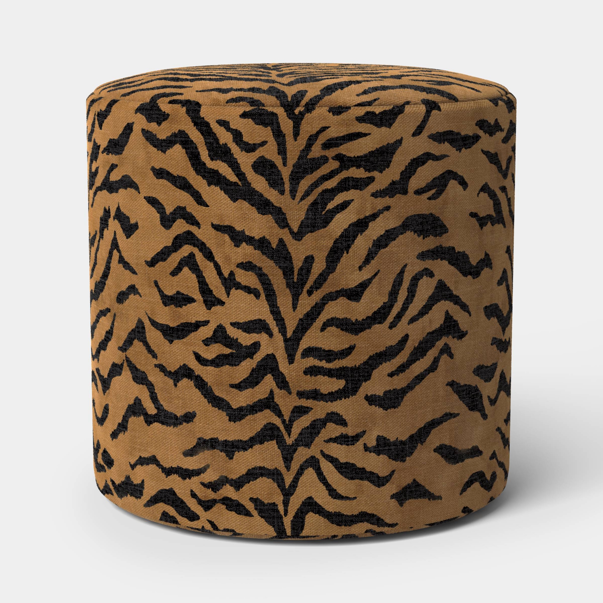 Upholstered Drum Shaped Ottoman Tiger Print - Threshold™ No Assembly Required