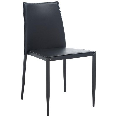 Cason Black Faux Leather Dining Side Chair Set with Steel Legs
