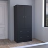 SEVOBAL Armoires with Double Doors 2 Drawers and Hanging Rod for Stylish Bedroom and Closet Storage, Black, 30.9"*19"*70.9" - 3 of 4