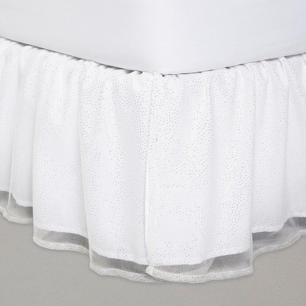 Full Glitter Dot Tulle Bedskirt White - Pillowfort