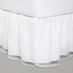Twin Glitter Dot Tulle Bedskirt White - Pillowfort