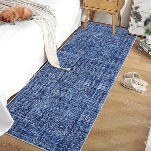 Solid Textured Area Rug, Machine Washable Modern Accent Carpet, Soft Low-Pile Indoor Floor Mat for Bedroom, Kitchen, Office - 1 of 4