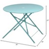 Carolina Living Bistro 36" Round Folding Outdoor Table - Umbrella Hole - Teal - 3 of 4