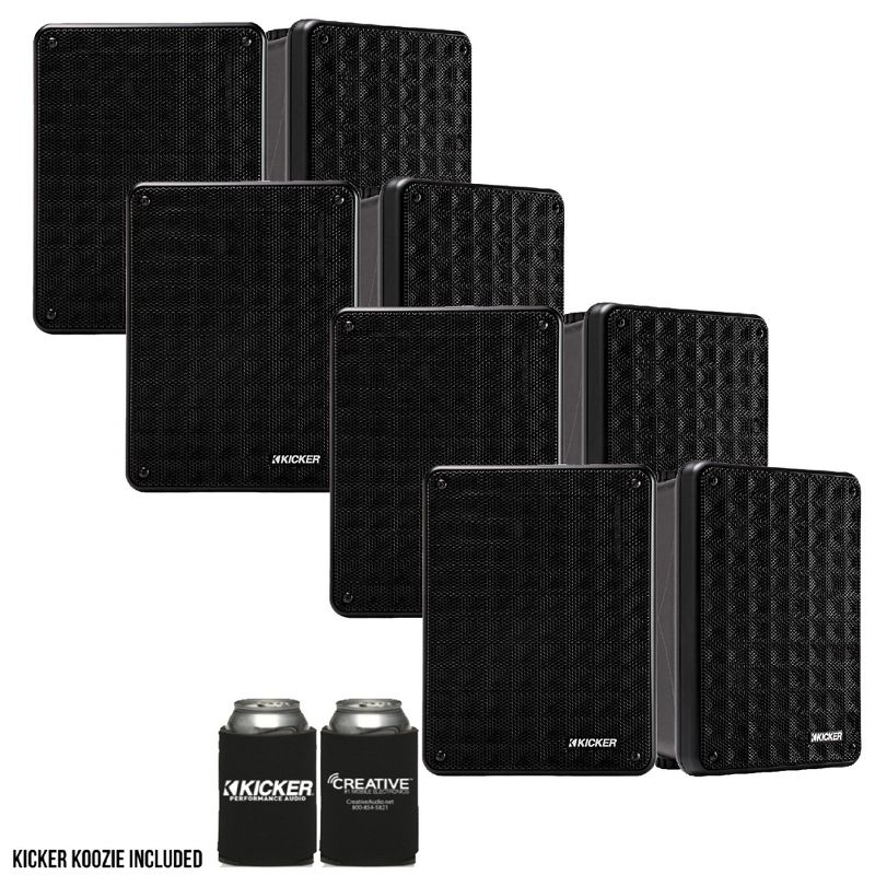 Kicker KB6 Indoor Outdoor Patio Speaker Bundle in Black 8 Speakers total, 1 of 8