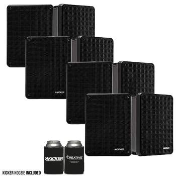 Kicker KB6 Indoor Outdoor Patio Speaker Bundle in Black 8 Speakers total