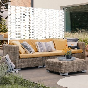 CAVINAS Patio Decorative Screen Metal Fence Privacy Screen with Rectangular Pattern for Outside and Garden, 76" H×48" W - 1 of 4