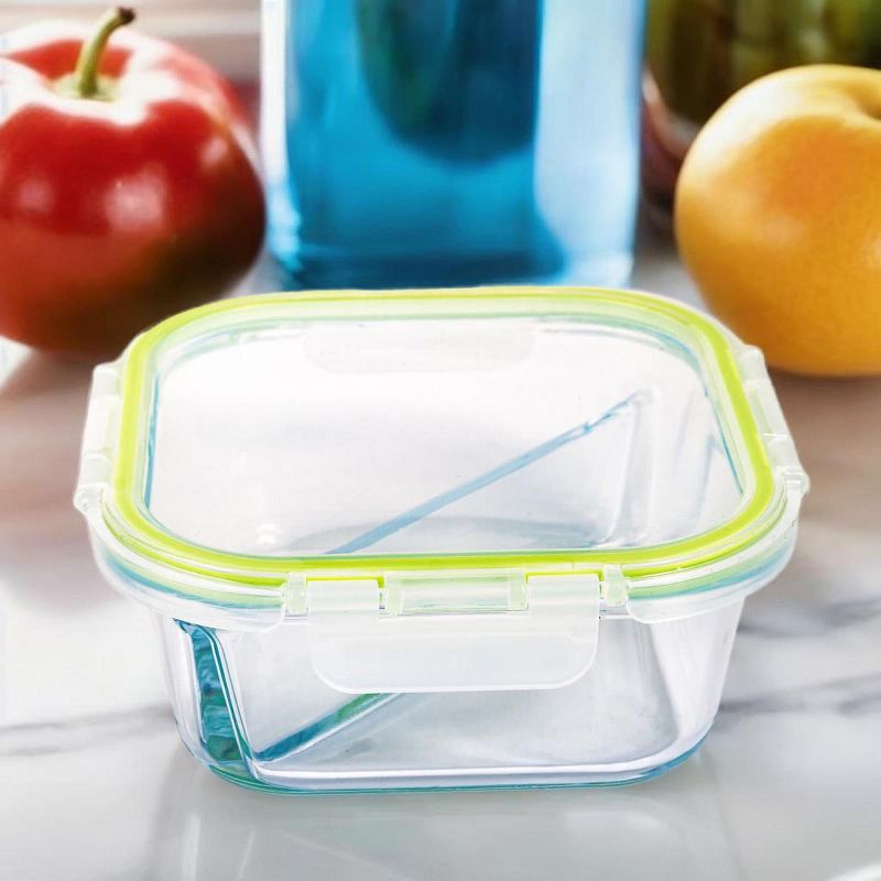 Lexi Home 27 oz. Square 2-Compartment Glass Meal Prep Container, 4 of 5