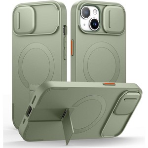 SURITCH for iPhone 15 Case with Magnetic Camera Slide Cover and Adjustable Kickstand, Compatible with MagSafe, Shockproof Bumper Case - 1 of 1