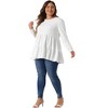 Agnes Orinda Women's Plus Size Casual Knit Babydoll Long Sleeve Peplum Blouse - 3 of 4
