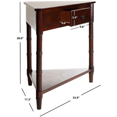 Cherry Triangular Wood Corner Console with Storage, 38"x22"