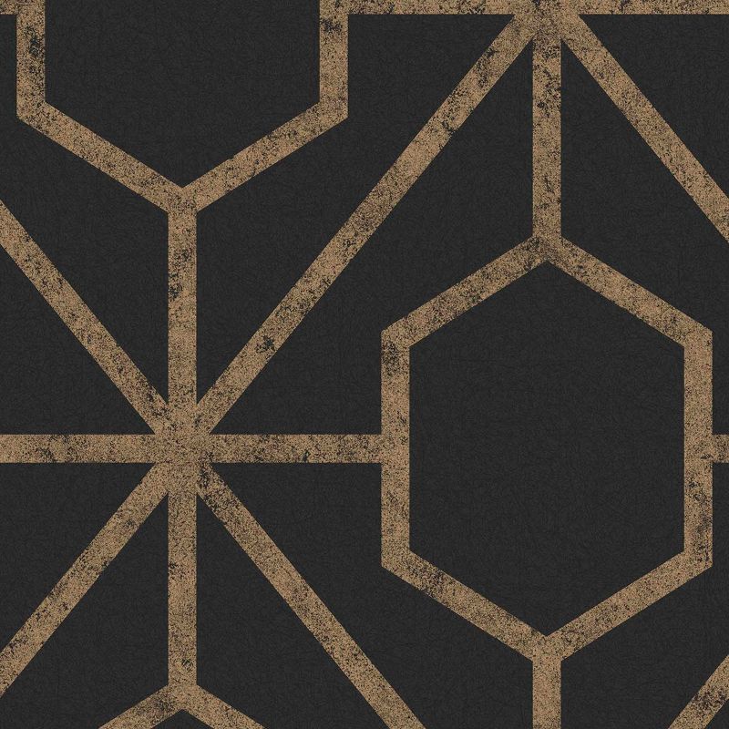 Rinku Black and Gold Geometric Paste the Wall Wallpaper, 1 of 5