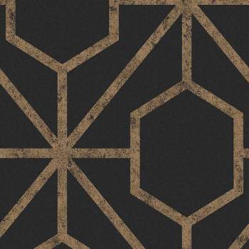Rinku Black and Gold Geometric Paste the Wall Wallpaper