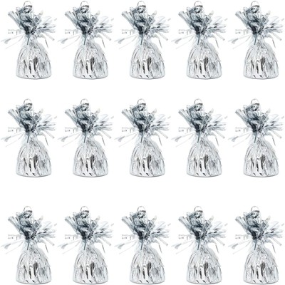 15 Packs Silver Metallic Wrapped Balloon Weights Heavy Solid For