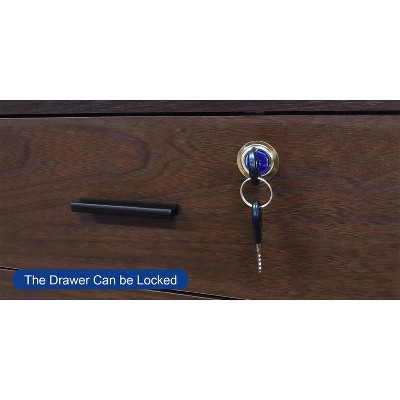 Walnut Mobile 3-Drawer Lockable Filing Cabinet with Open Shelves