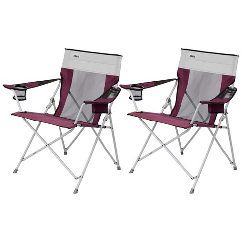 New OZARK TRAIL OUTDOOR COMFORT MESH CHAIR WITH CUP HOLDER, PURPLE/GREY!