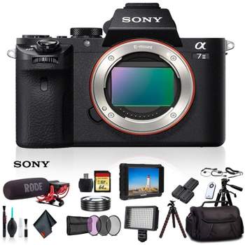 Sony Alpha a7 II Mirrorless Camera ILCE7M2/B with Soft Bag, 2X Extra Batteries, Rode Mic, LED Light, External HD Monitor