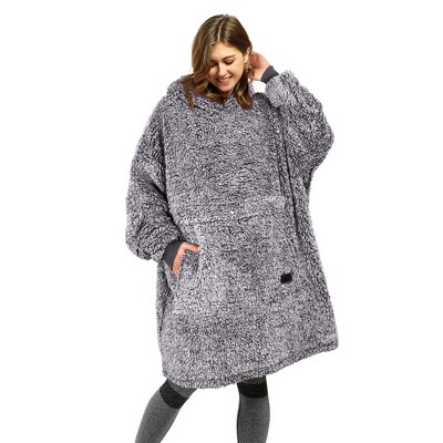 Catalonia Women's Blanket Hoodie Sweatshirt, Cozy Comfortable Fluffy Soft Fleece Lounging Pullover, Warm Fleece Hooded with Pockets Gift for Adult