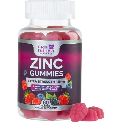 Zinc Supplement 50mg Gummies for Adults - Max Strength Skin Health & Immune Support Gummy, Vegan, Non-GMO & Gluten Free - 60 Gummies