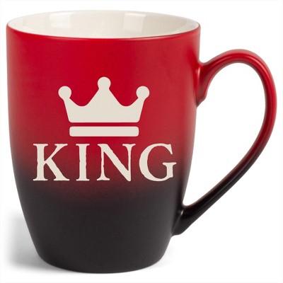 100 North Crown Royalty 10 Ounce Red and Black Two Toned Ombre, Comfortably Fits Your Hands, Ceramic Tea Coffee Cup Mug, King