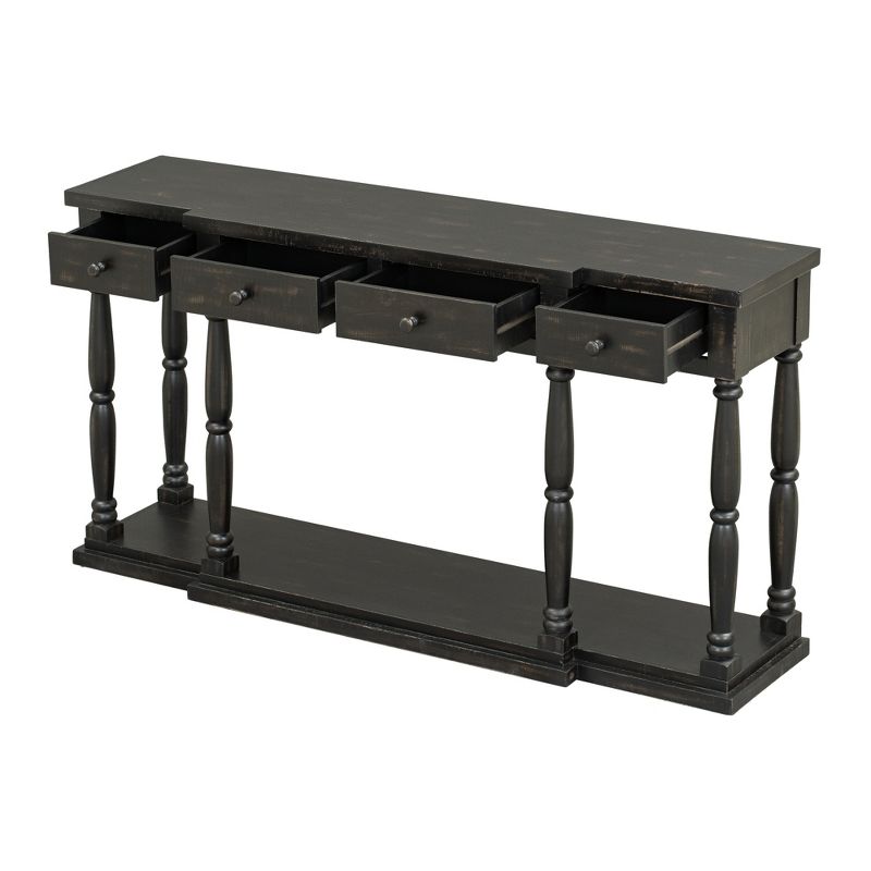 Retro Premium Console Table with 4 Front Storage Drawers and 1 Shelf for Hallway, Living Room - ModernLuxe, 5 of 13