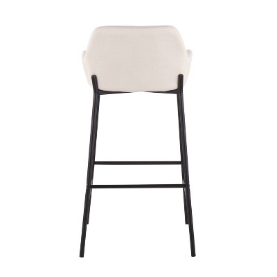 Set of 2 Cream Fabric and Black Metal Industrial Bar Stools