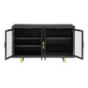 Modern Black Cabinet with Brushed Brass Accents  4 Glass Doors, Bottle Storage & Gold Sled Base - 2 of 3