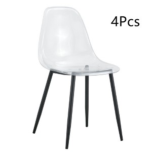 Anybear Modern Simple Transparent Plastic Dining Chair With Metal Legs, Set of 4 - 1 of 4