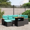 vidaXL 7 Piece Patio Sofa Set with Cushions Black Poly Rattan - Black without storage - 2 of 4