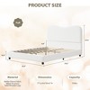 Homhougo Twin Bed Frame for Kids with Velvet Upholstered Headboard, Cute Low Profile Platform Bed for Girls and Boys Beige - 2 of 4