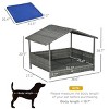 Wicker Dog House with Canopy for Outdoor Use Rattan Dog Bed with Water Resistant Cushion for Small and Medium Dogs,Blue - LAOTIES - 2 of 4
