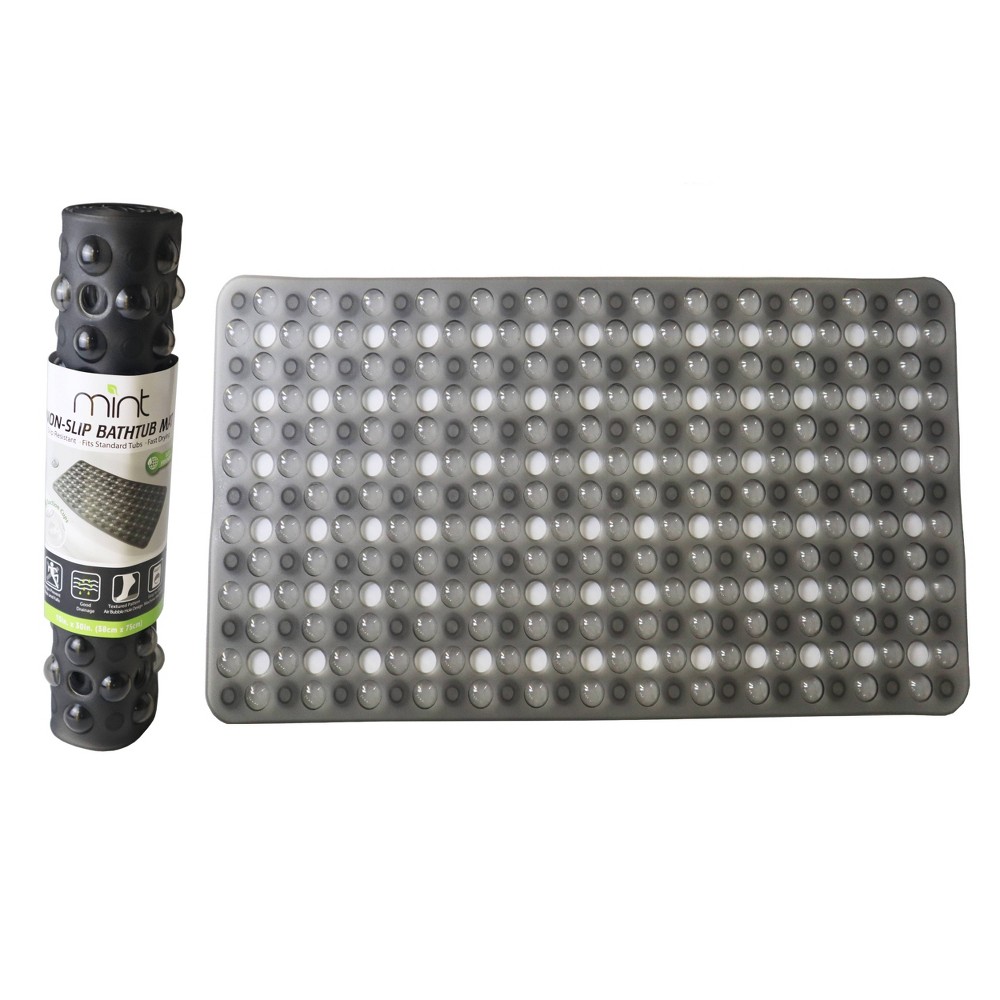 Photos - Other Bathroom Accessories 15"x27" Non Skid Oval Bubble Bath Mat Gray - J&V TEXTILES