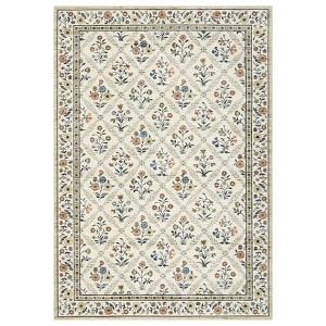 Washable Farmhouse Floral Print Living Room Rugs, Soft Non Slip Modern Bedroom Carpet, Ultra Thin Floor Rug for Home Office - 1 of 4