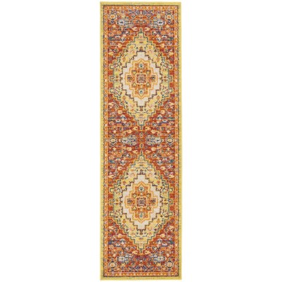 Allur Medallion Red and Navy 27" Easy-Care Synthetic Rug