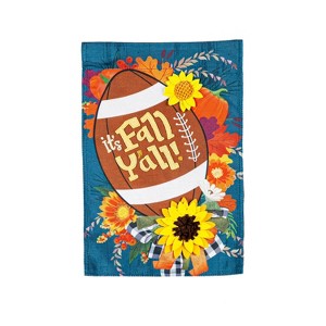 Evergreen Fall Football Garden Burlap Flag - 1 of 4