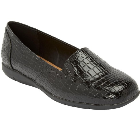 Comfortview Women's Wide Width The Leisa Flat, 9 M - Black : Target