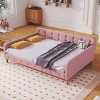 1pc Upholstered Daybed Frame, Linen Fabric Couch Bed with Armrests and Support Legs, No Box Spring Needed - Baofuwish - 2 of 4
