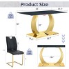FURNIinspire Dining Sets Table And Chair Set, 63"*31.5" Black Texture Dining Table And 4 Black Dining Chairs With Golden Metal Legs - 3 of 4