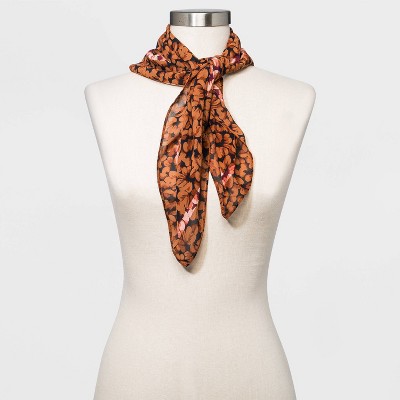 Women's Floral Print Scarf - A New Day™ Brown