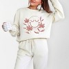 S.W.Smiley Pink Flowers Outline - Women's Lightweight Garment Dyed Sweatshirt - 2 of 4