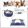 Hachikiko Calming 2-in-1 Pet Bed - Foldable Round Nest/Removable Cover/Non-Slip Base for Medium Dogs Under 40lbs (Blue Stripe, 23×23×9in) - 2 of 4