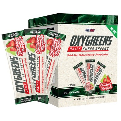 EHPlabs OxyGreens Super Greens Powder - Spirulina & Chlorella Superfood, Green Juice Powder & Greens Supplements, 15 Serves (Strawberry Margarita)