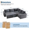 Sectional Sleeper Sofa with Pull Out Bed, Chenille Modular Sectional Couch with Pull Out Couch and Storage Seat & 2 Ottomans, Convertible Couches - 2 of 4