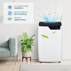 12,000 BTU Portable AC , 3-in-1 Cooling/Dehumidifier/Fan for Up to 550 Sq.Ft, Remote & Timer, Easy Install - 1 of 4