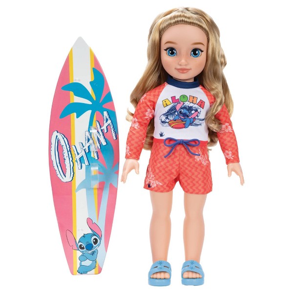 Disney ILY 4EVER Muñeca de 18" inspirada en Stitch y set de cachorro de playa, cabello rubio/ojos azules 4